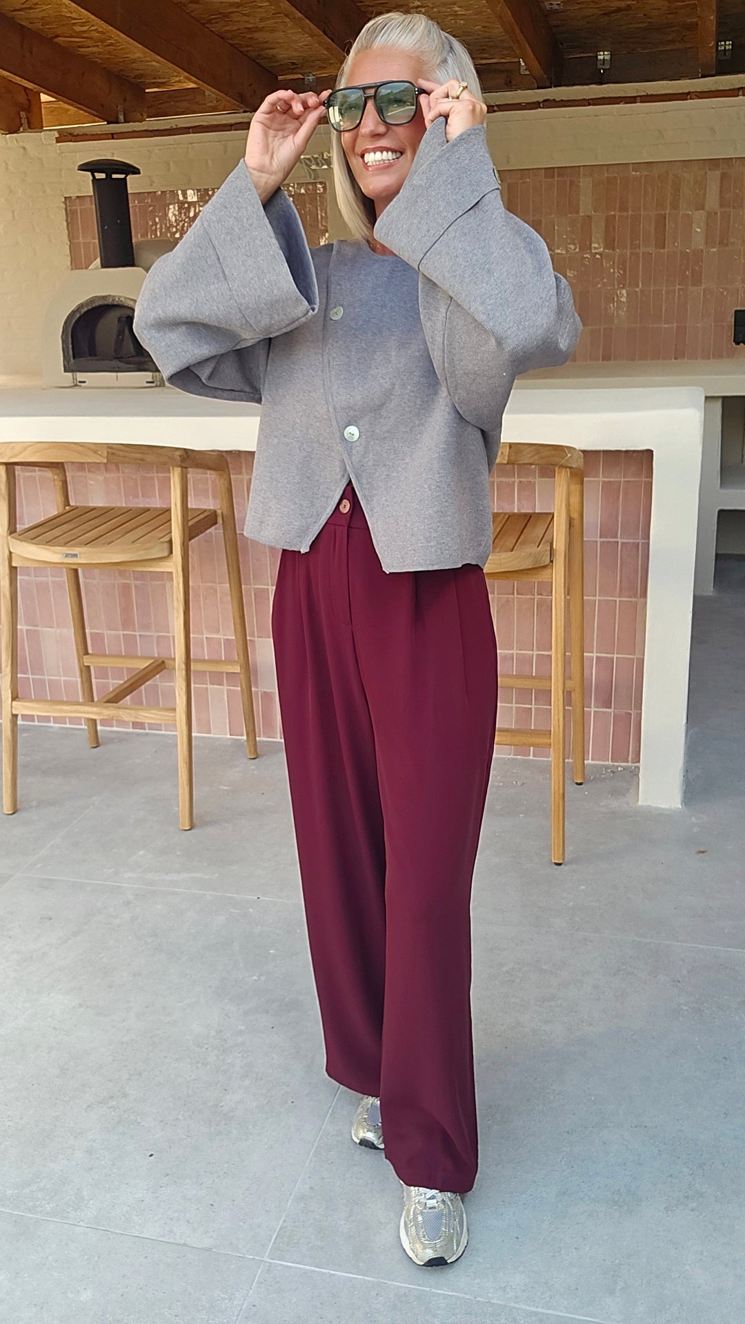 BIA loose trousers burgundy