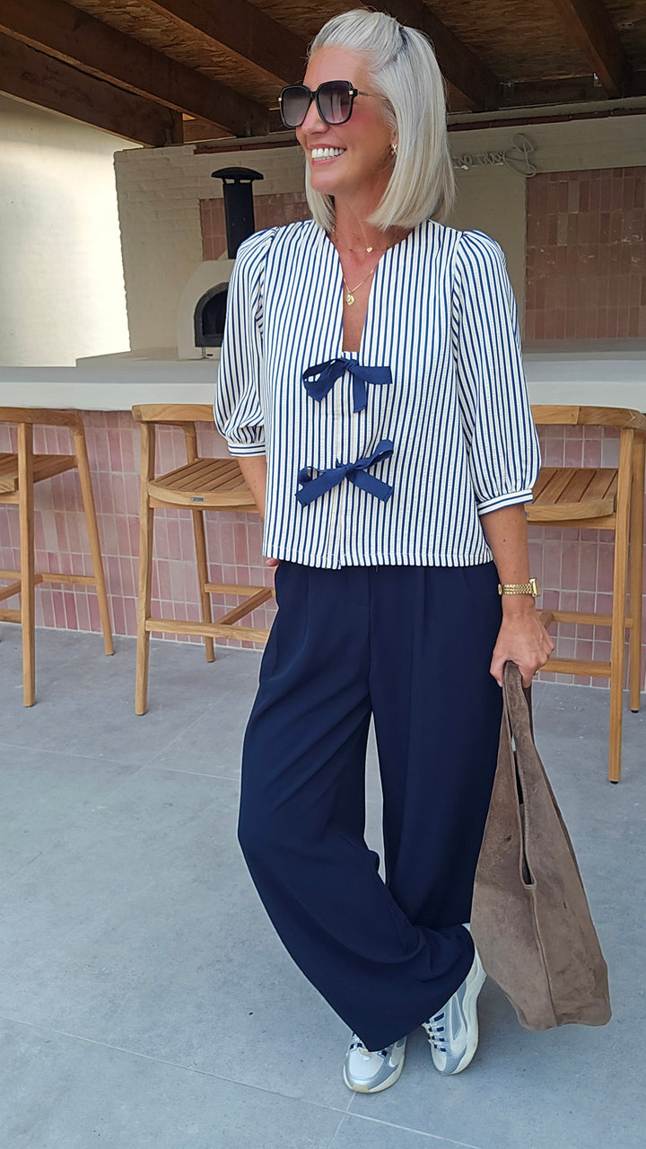 ALICE striped bow blouse