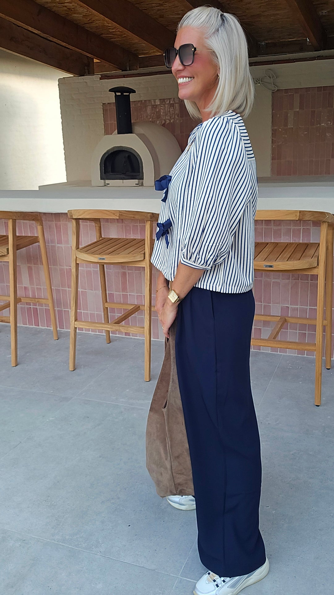 ALICE striped bow blouse