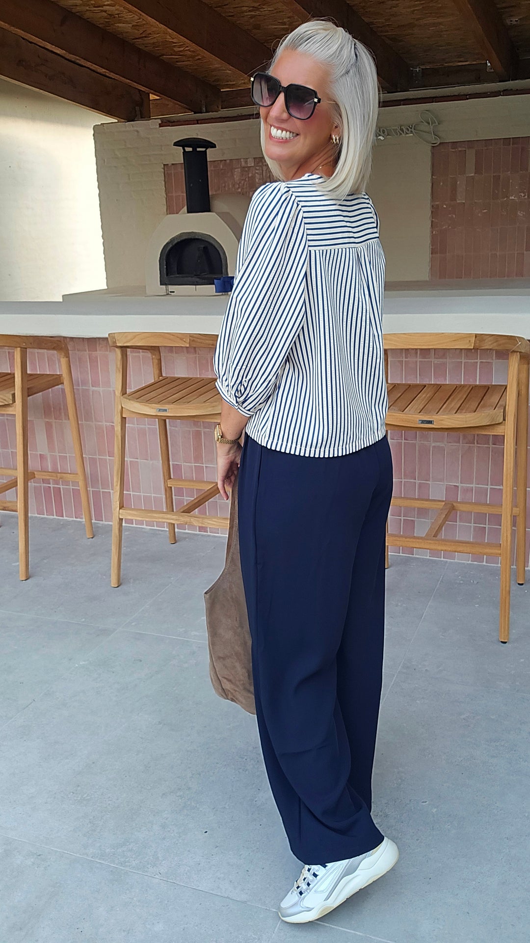ALICE striped bow blouse