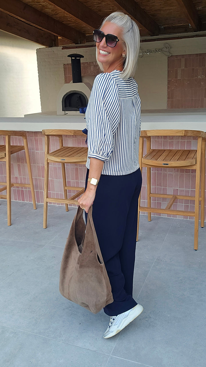 ALICE striped bow blouse
