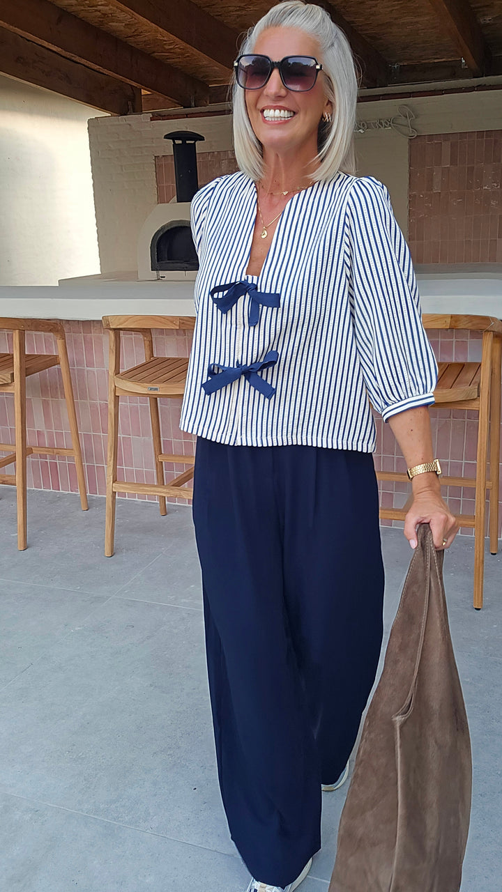 ALICE striped bow blouse