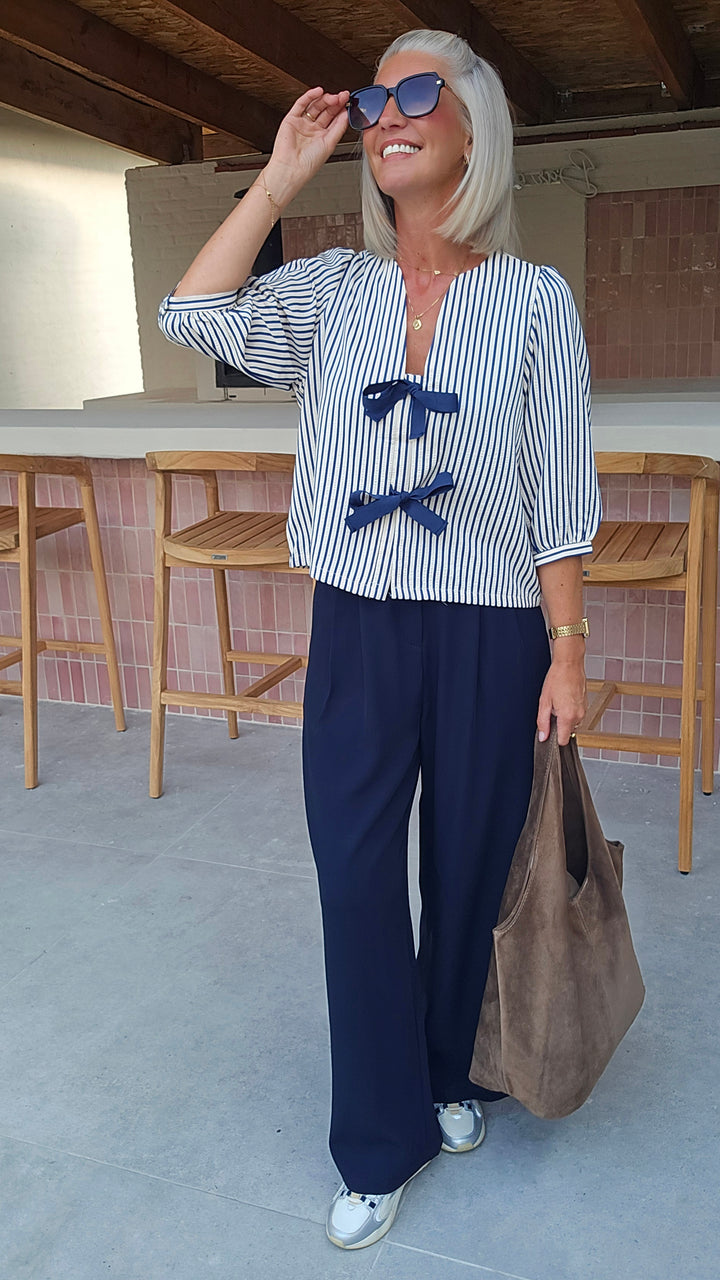ALICE striped bow blouse