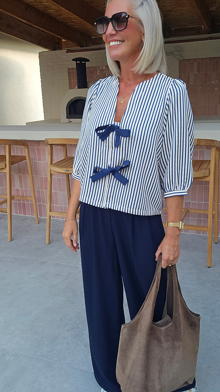 ALICE striped bow blouse