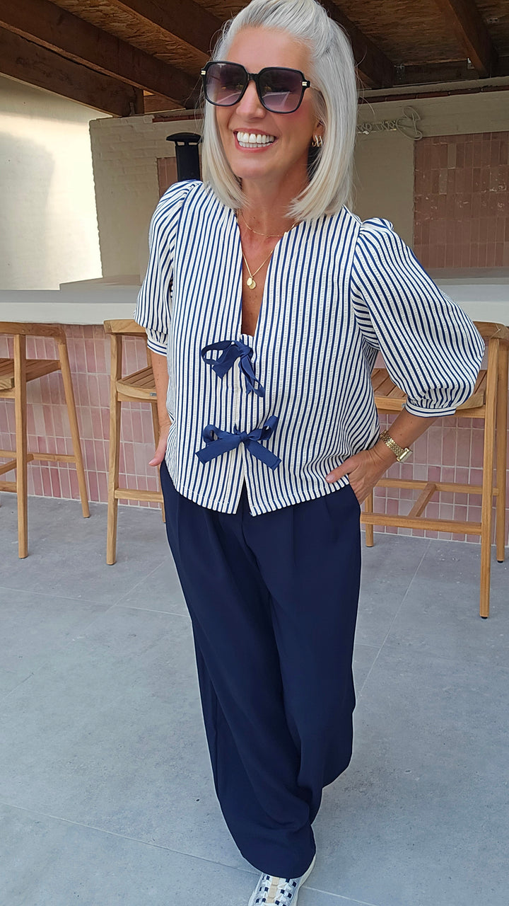 ALICE striped bow blouse