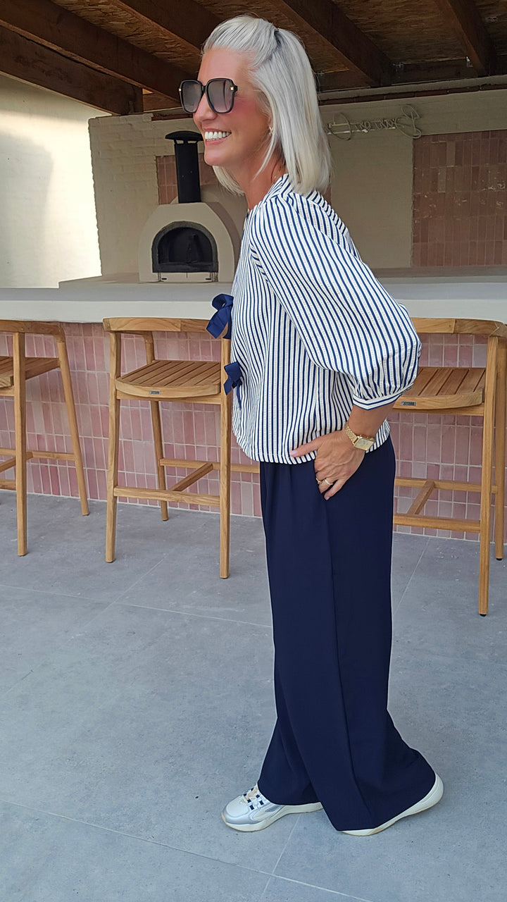 ALICE striped bow blouse