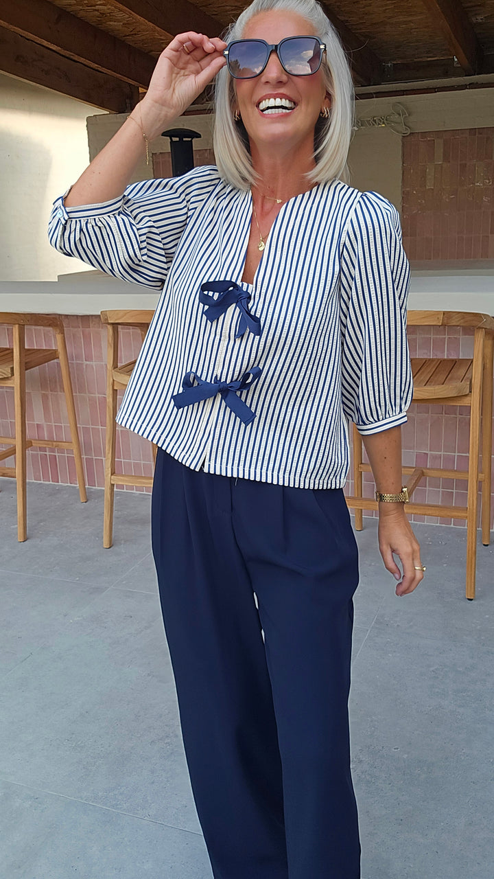 ALICE striped bow blouse
