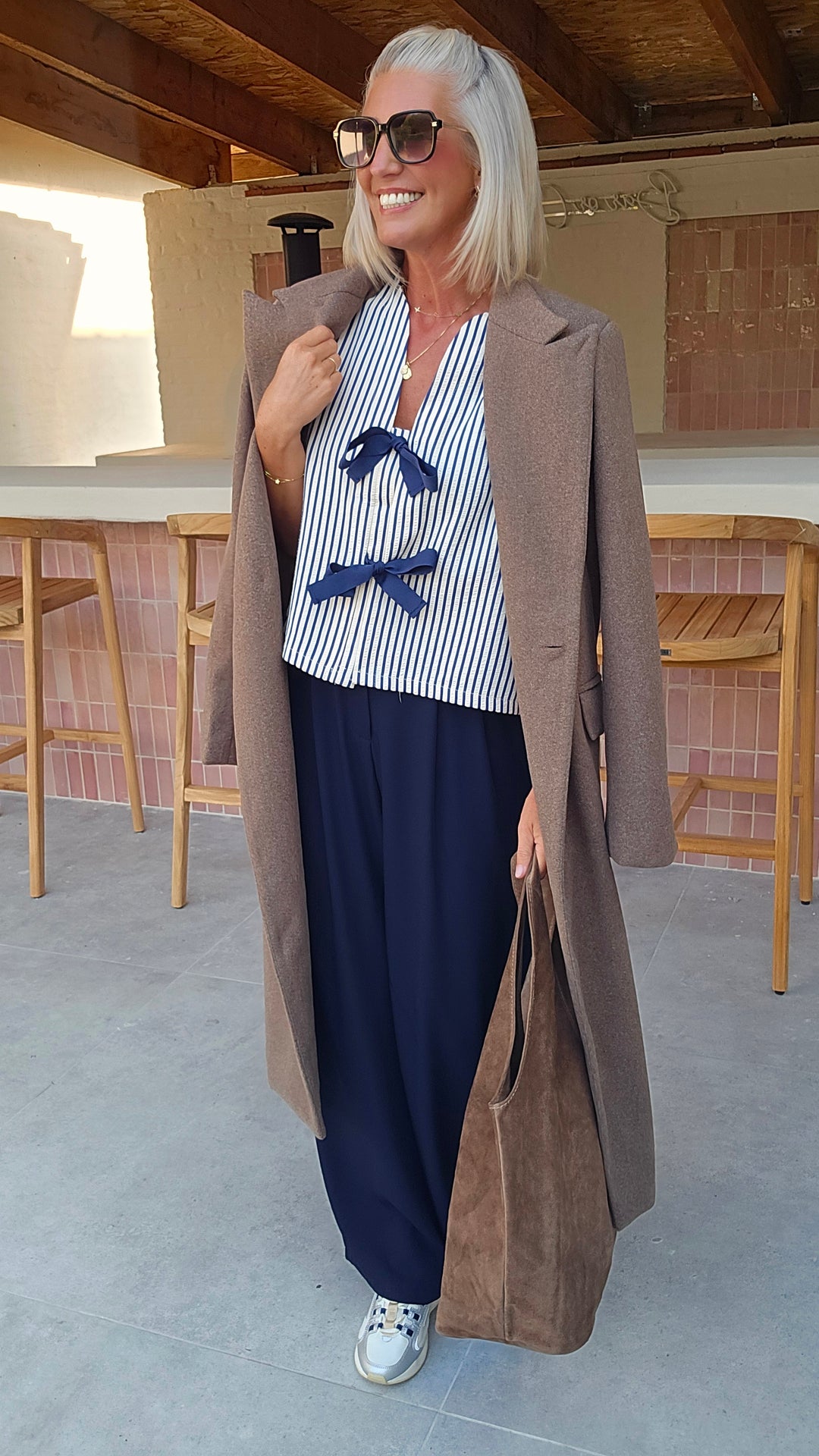 ALICE striped bow blouse