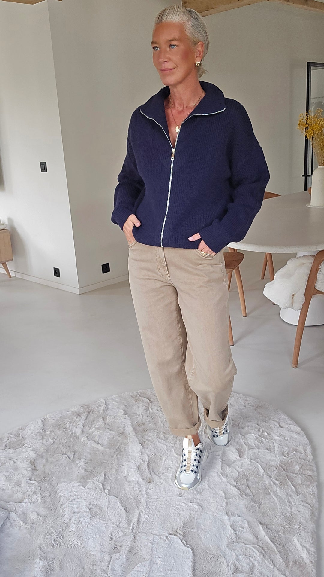 MILLIE zip cardigan navy