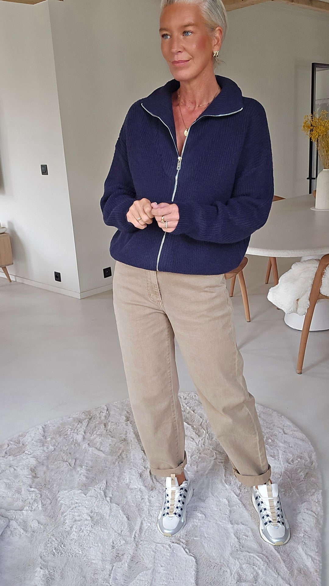 MILLIE zip cardigan navy
