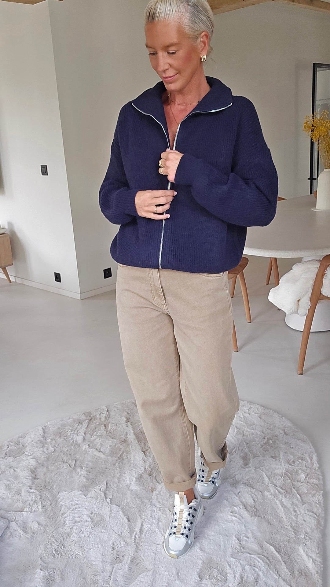 MILLIE zip cardigan navy