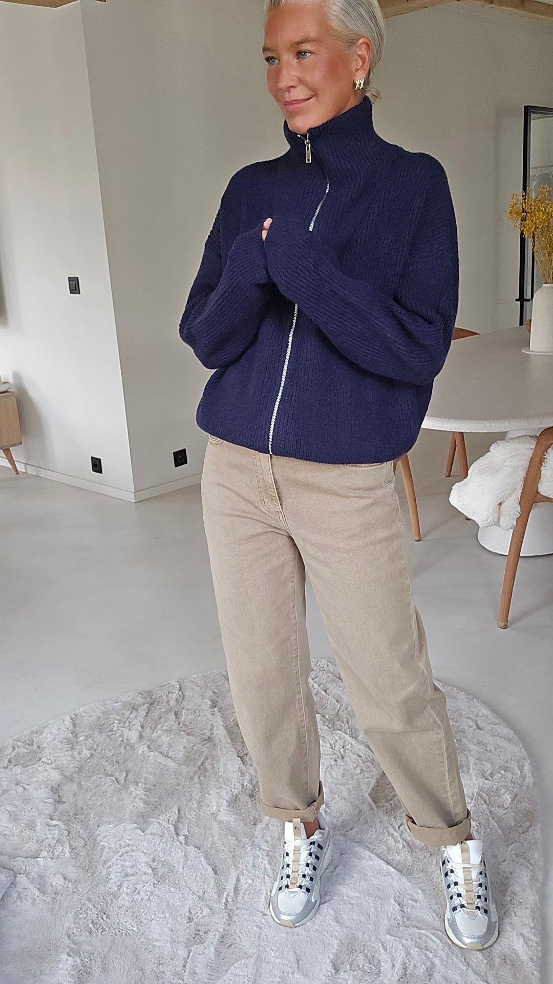 MILLIE zip cardigan navy