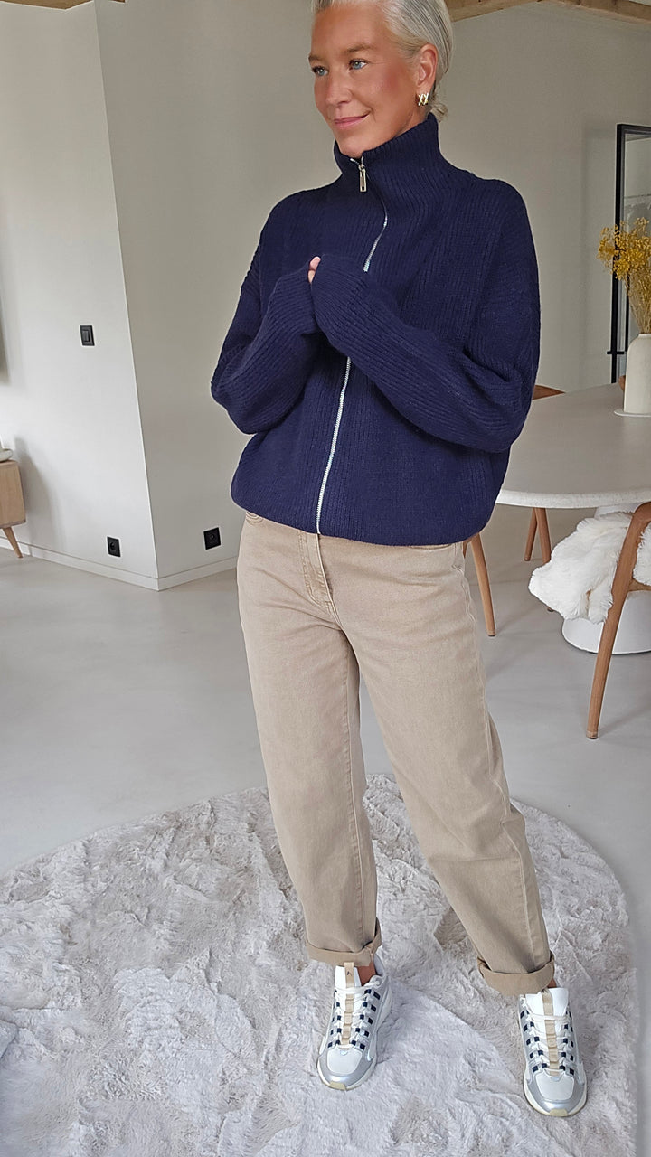 MILLIE zip cardigan navy