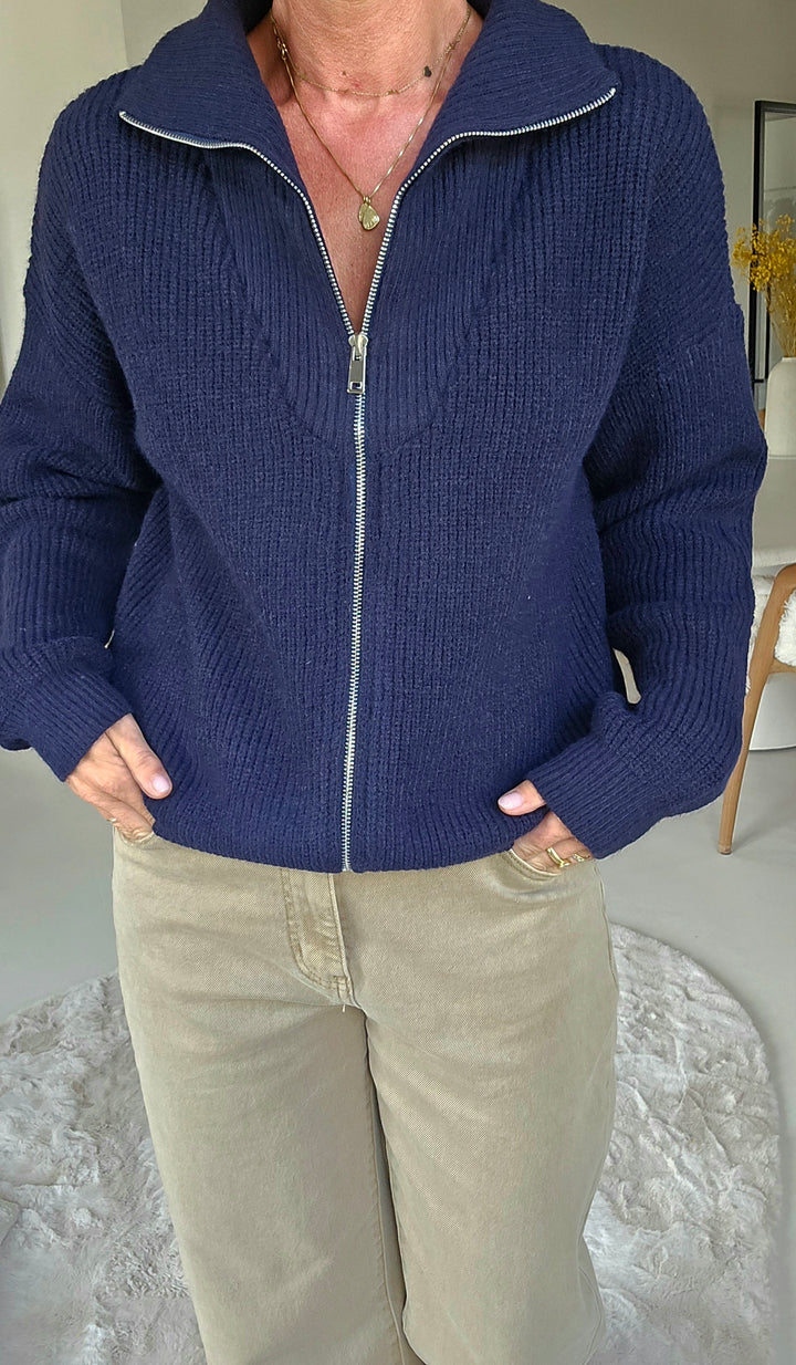 MILLIE zip cardigan navy