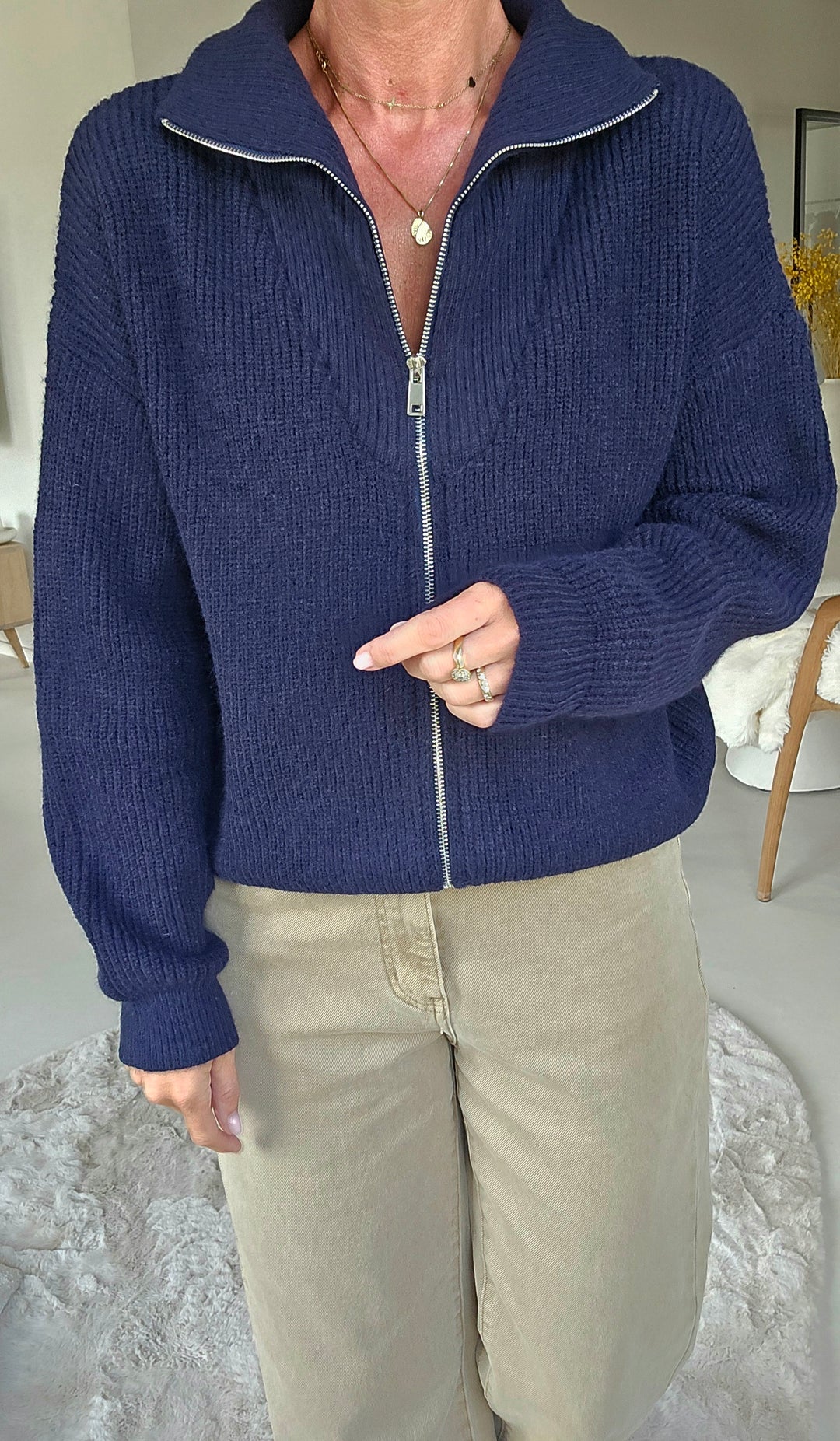 MILLIE zip cardigan navy