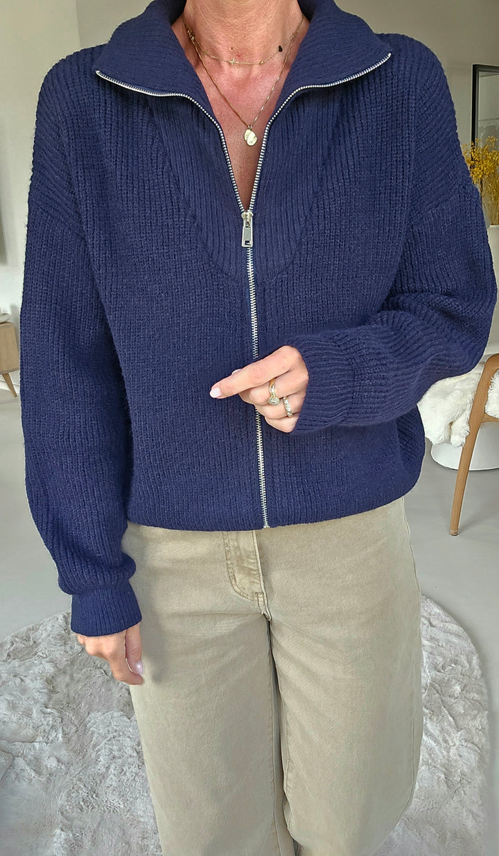 MILLIE zip cardigan navy