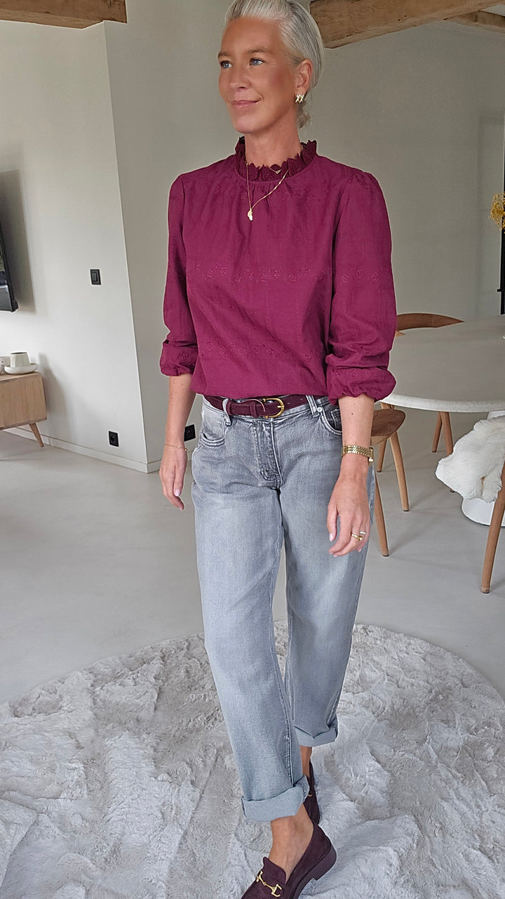ONORA embroidered blouse burgundy