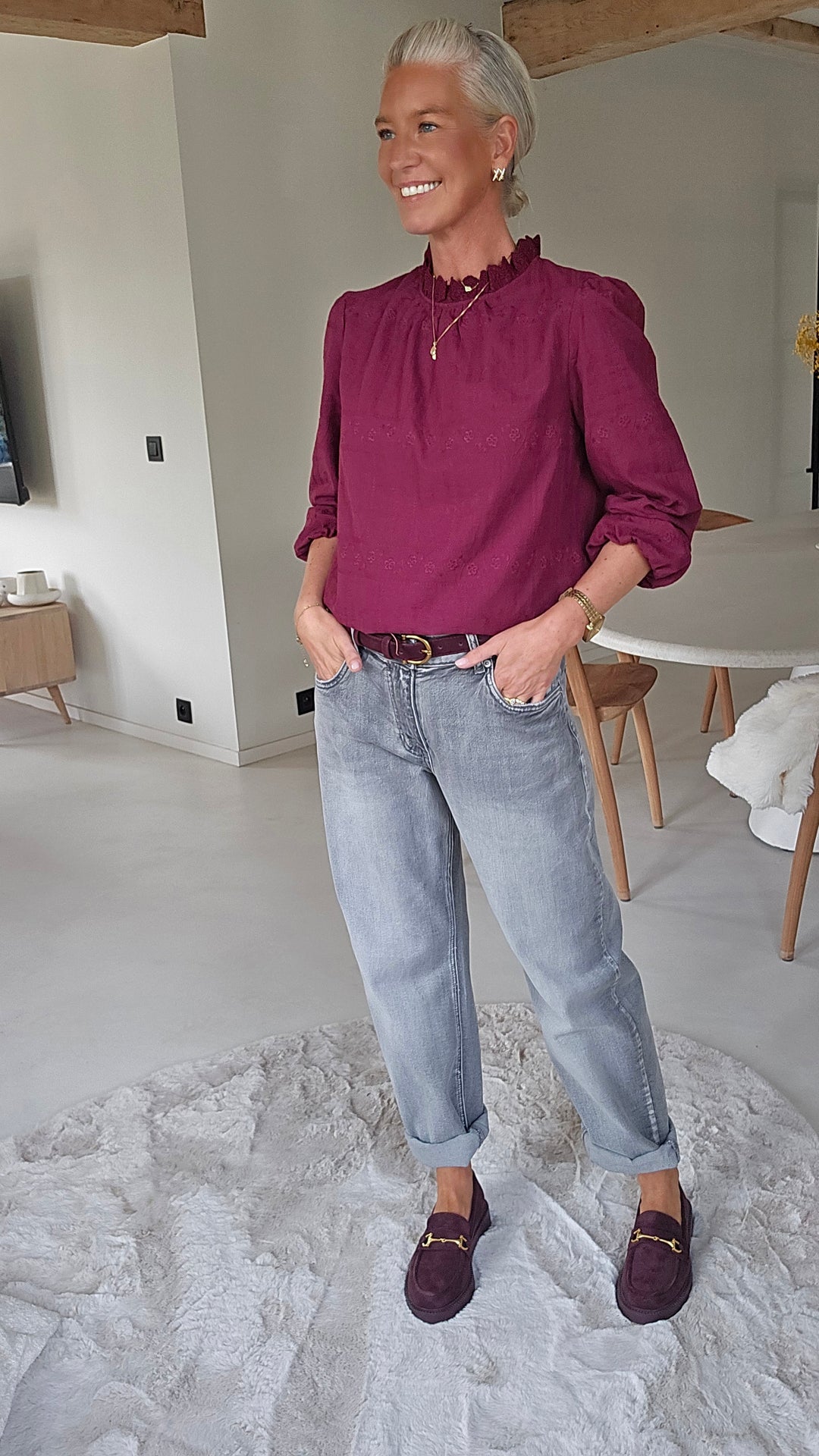 ONORA embroidered blouse burgundy