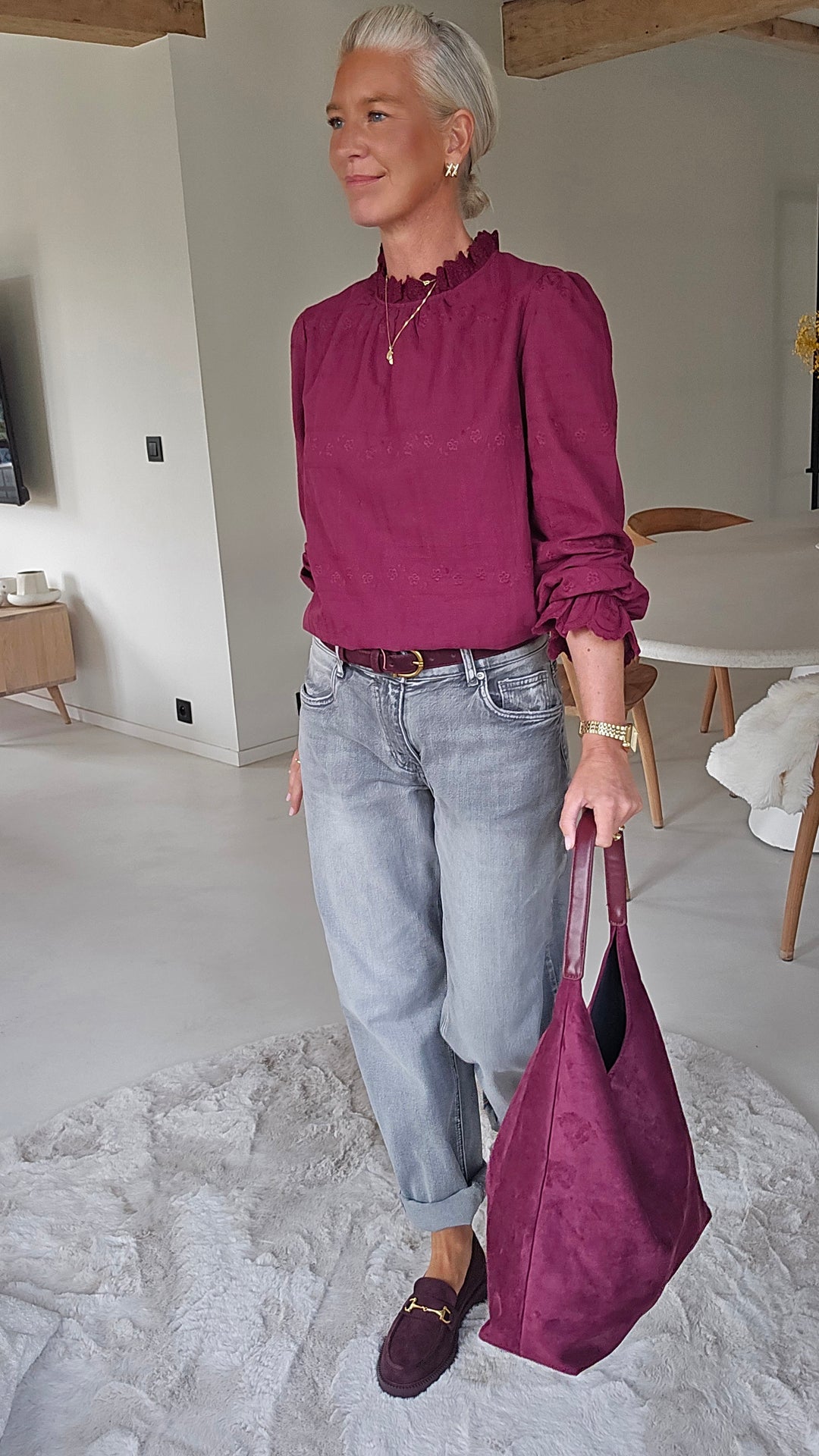 ONORA embroidered blouse burgundy