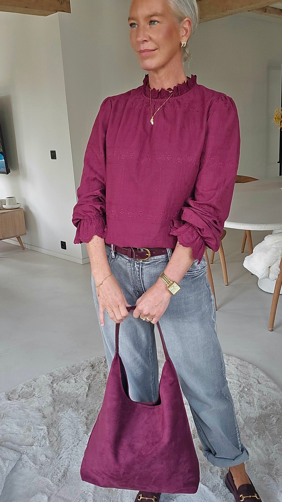 ONORA embroidered blouse burgundy