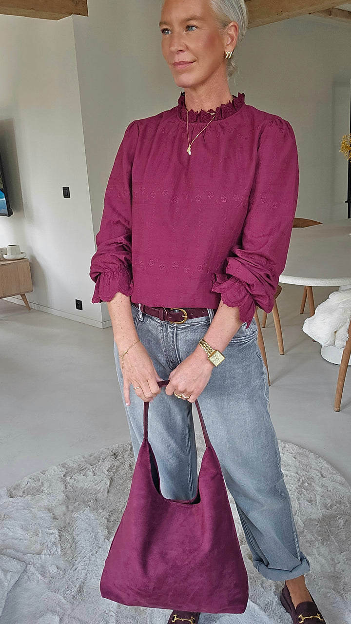 ONORA embroidered blouse burgundy