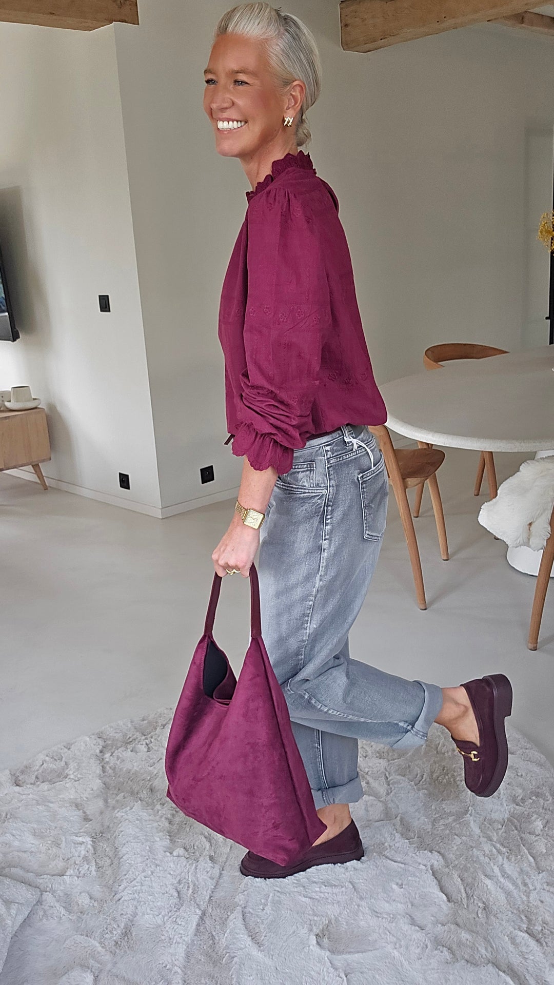 ONORA embroidered blouse burgundy