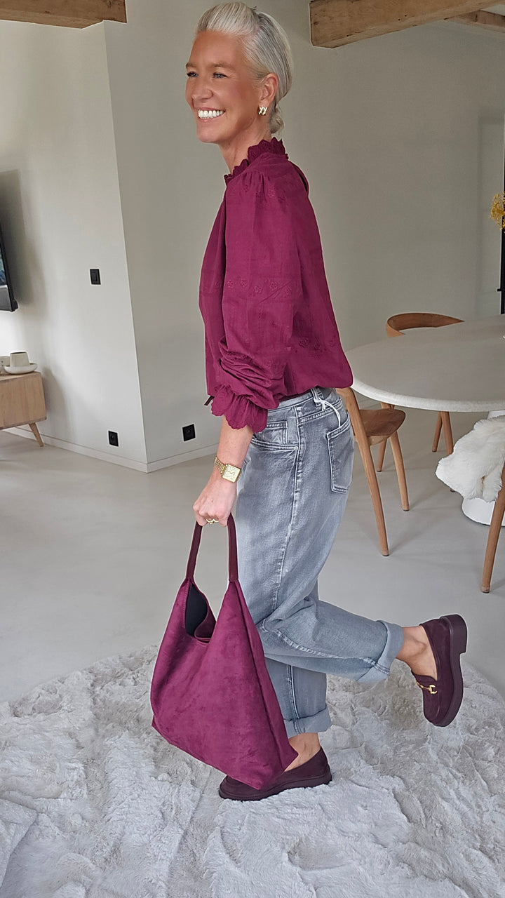 ONORA embroidered blouse burgundy
