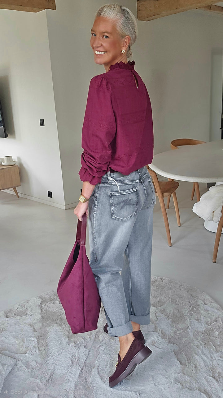 ONORA embroidered blouse burgundy