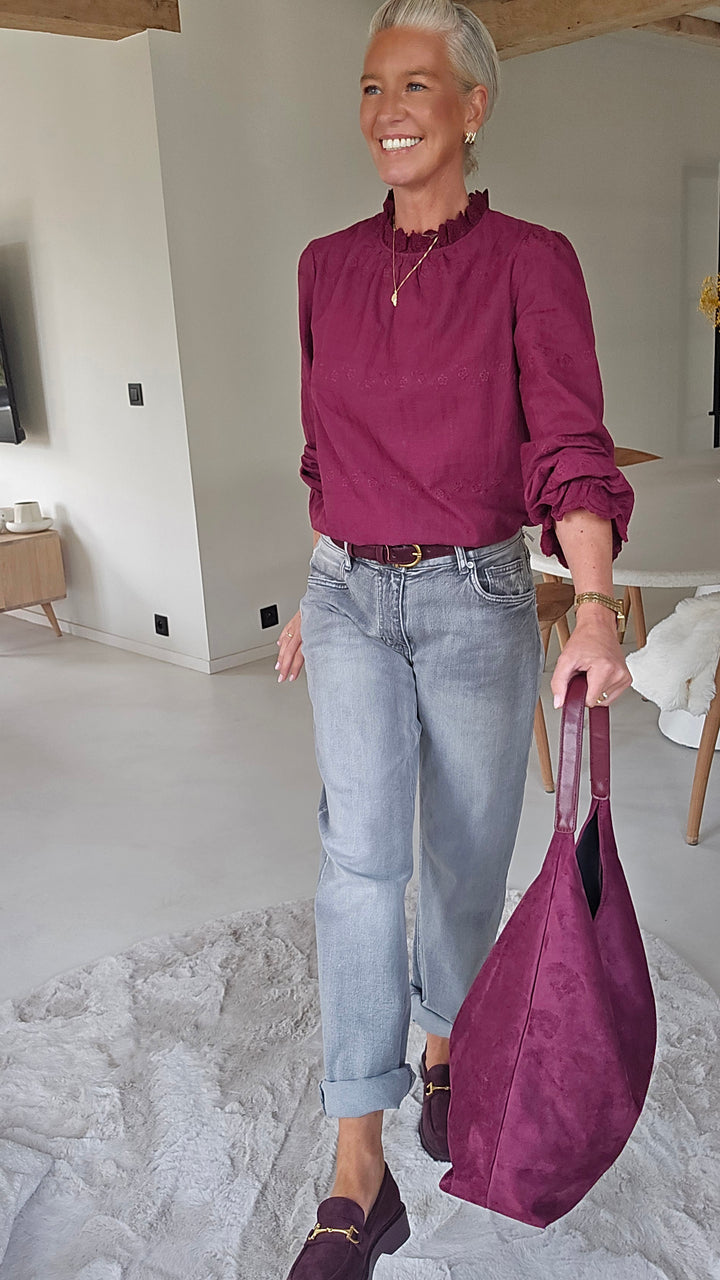 ONORA embroidered blouse burgundy