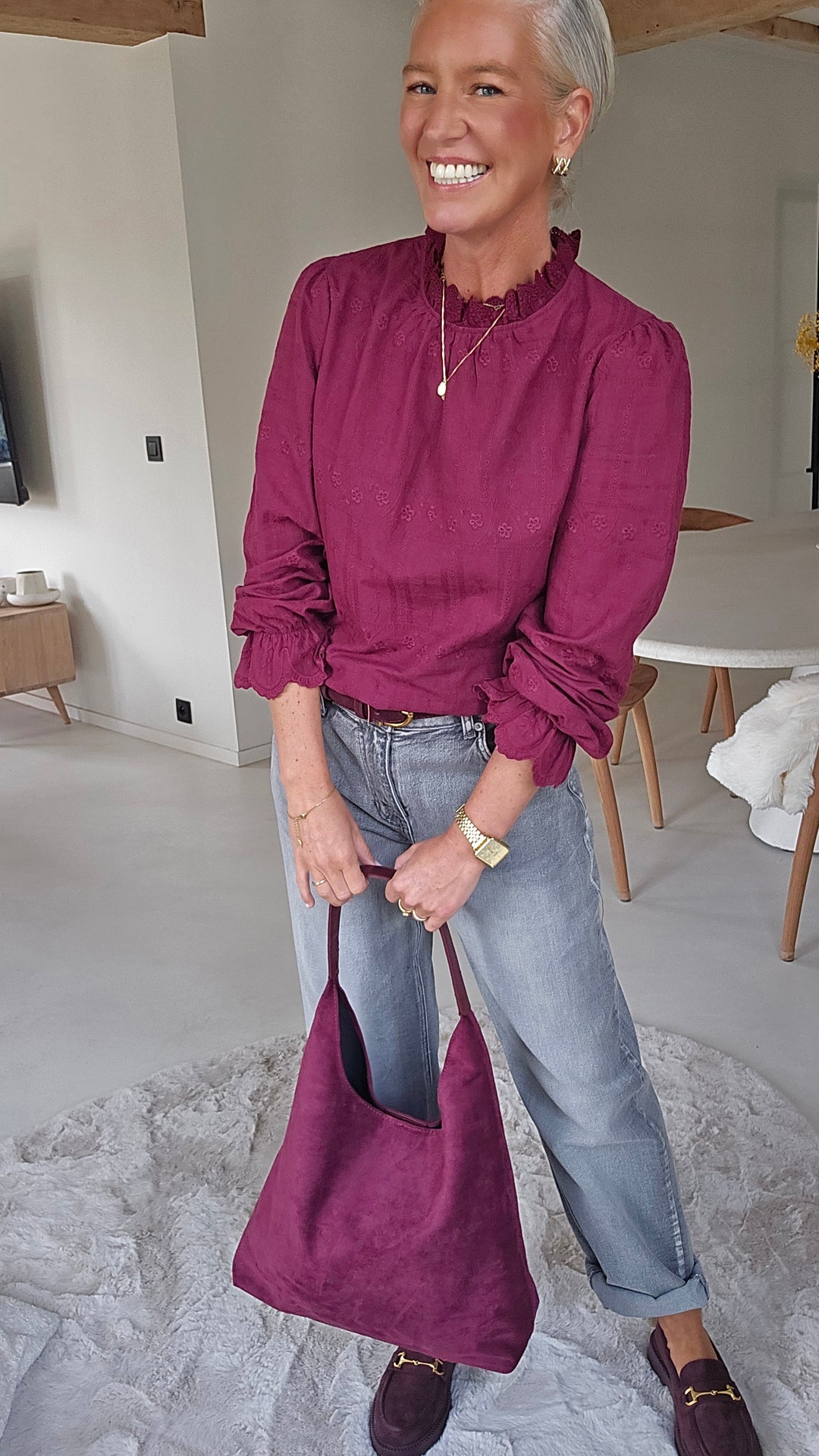 ONORA embroidered blouse burgundy