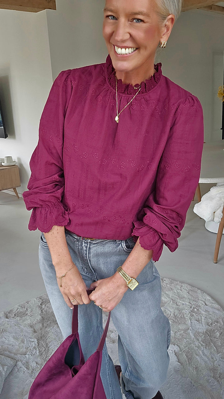 ONORA embroidered blouse burgundy