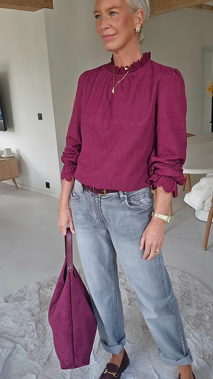 ONORA embroidered blouse burgundy