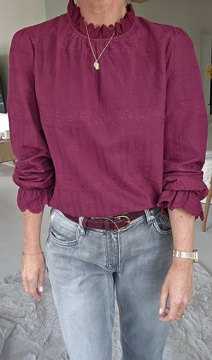ONORA embroidered blouse burgundy