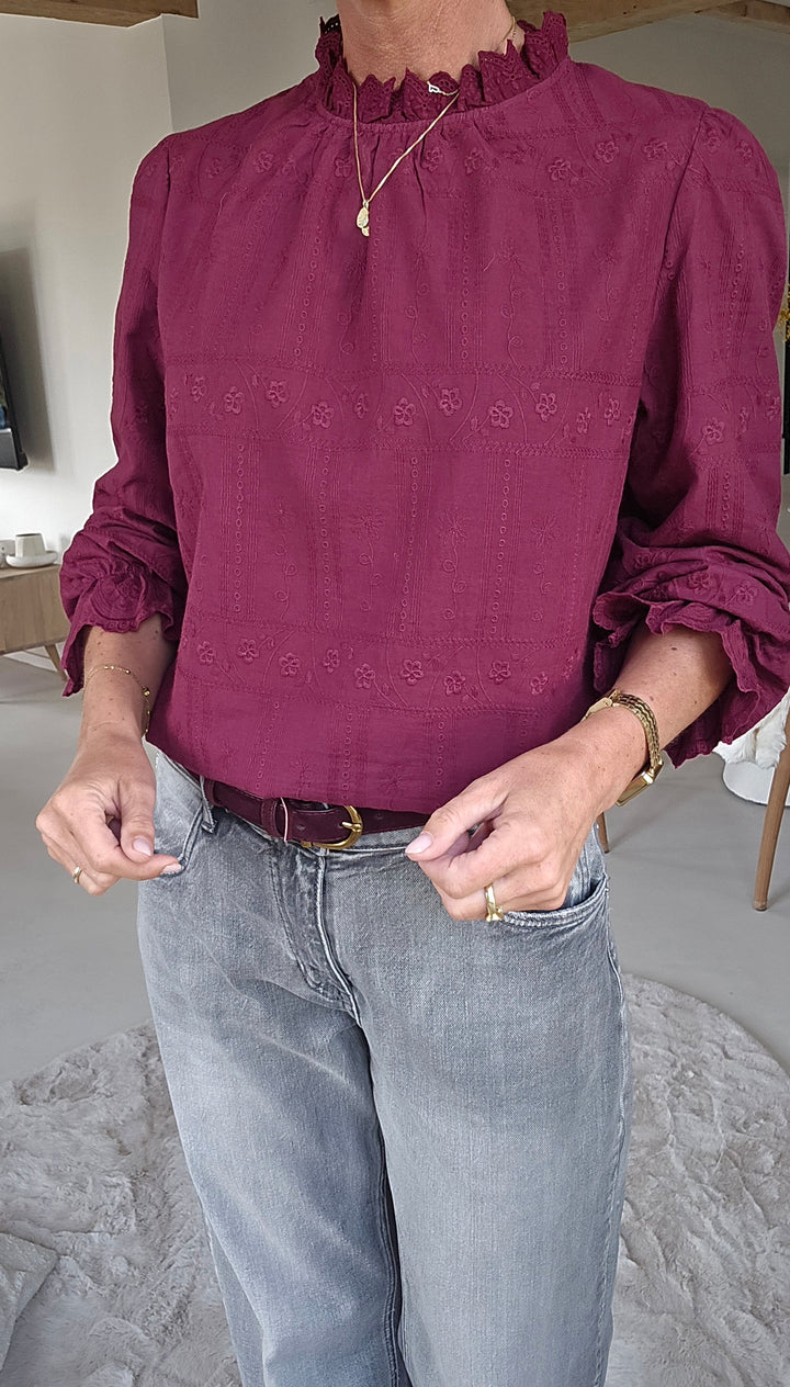ONORA embroidered blouse burgundy