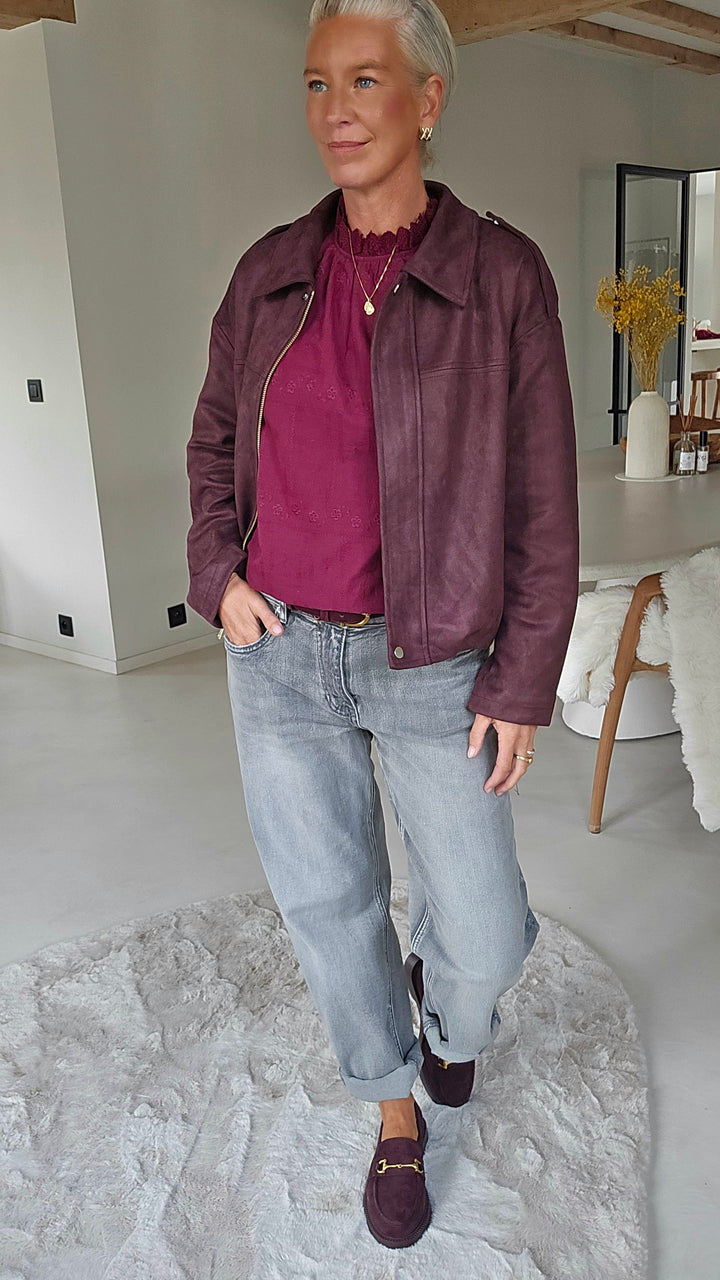 ONORA embroidered blouse burgundy