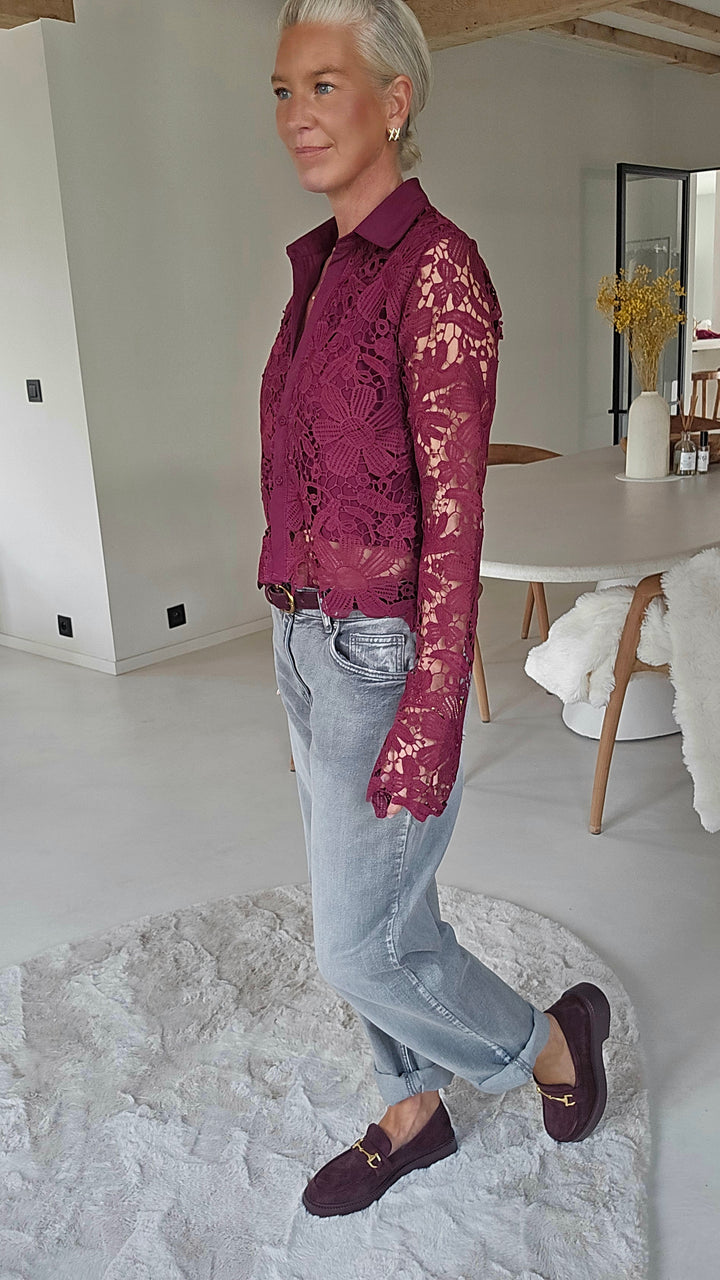 MERIEL lace blouse burgundy