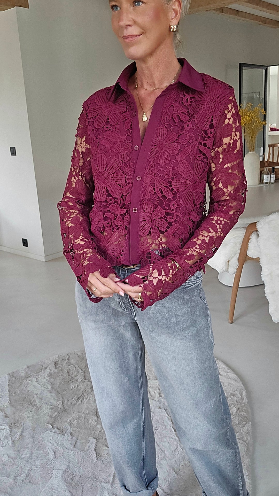 MERIEL lace blouse burgundy