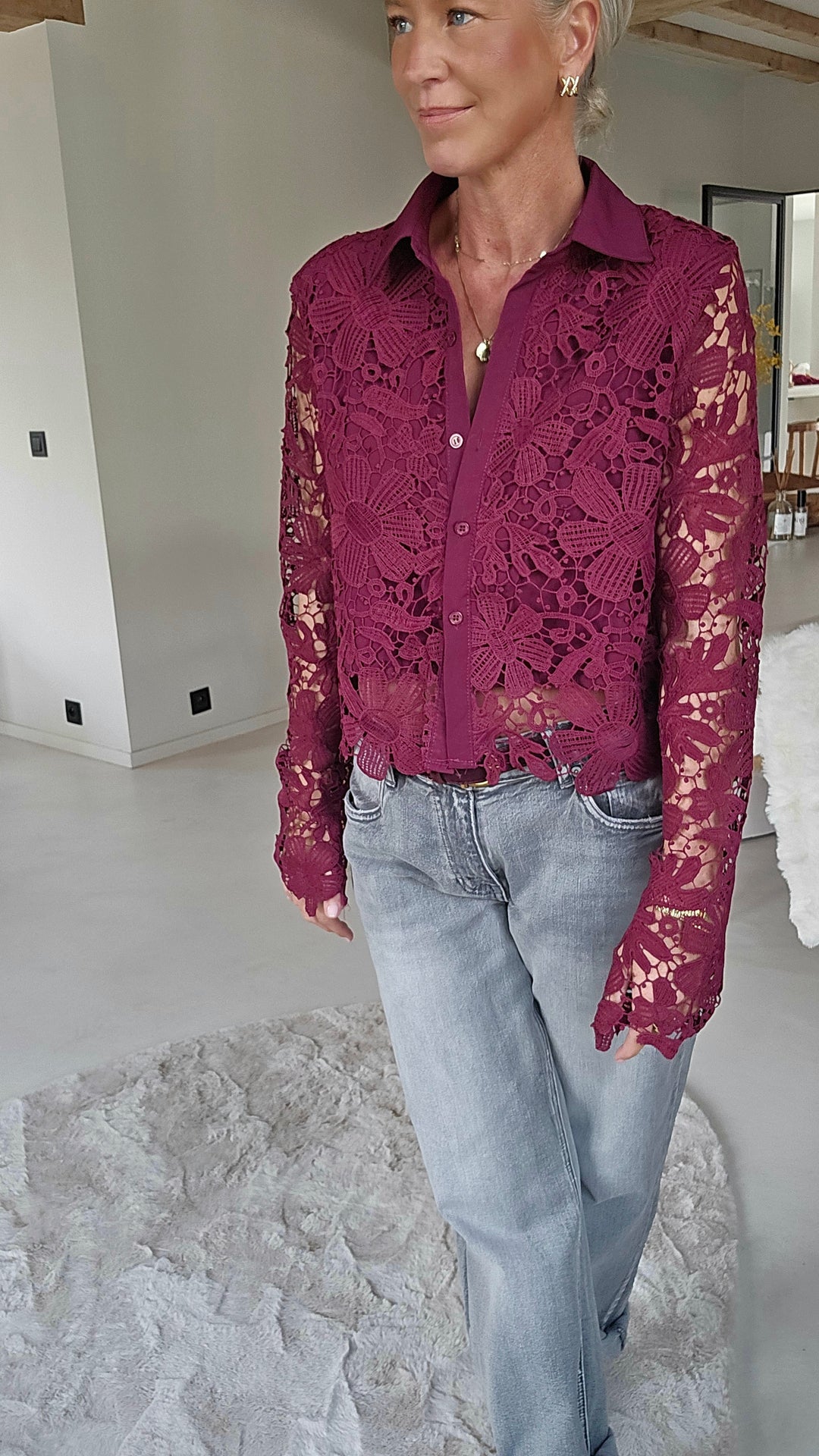 MERIEL lace blouse burgundy