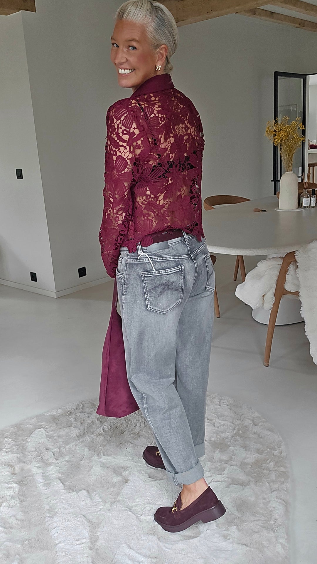 MERIEL lace blouse burgundy