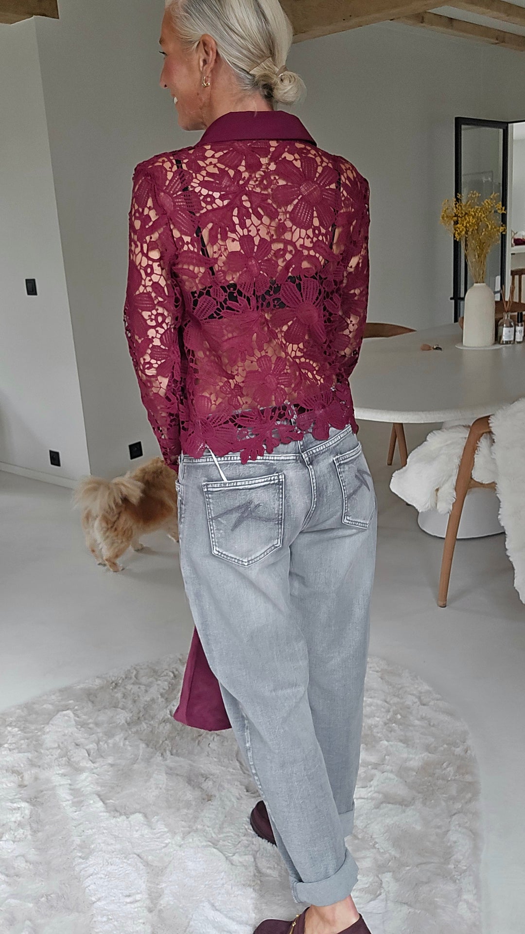 MERIEL lace blouse burgundy