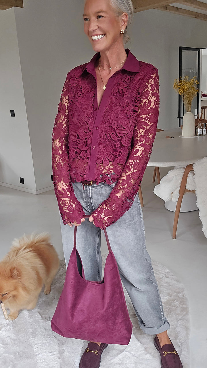 MERIEL lace blouse burgundy