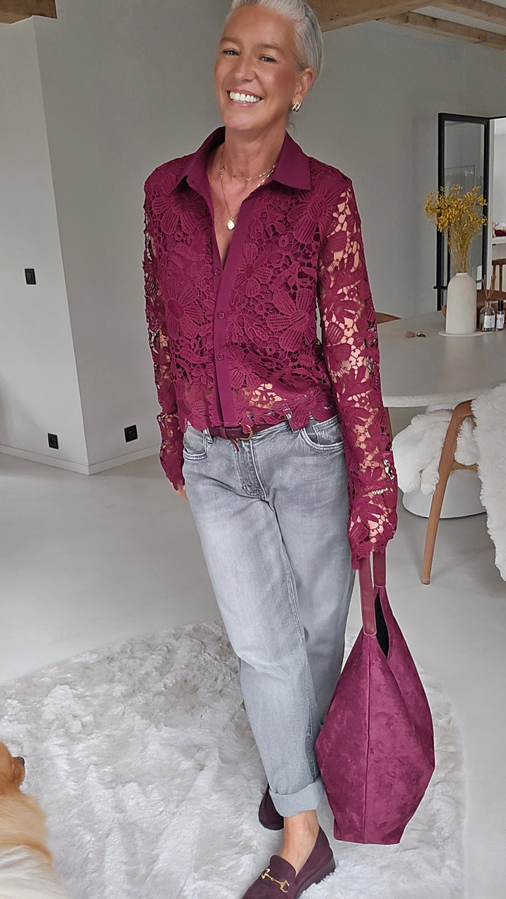 MERIEL lace blouse burgundy