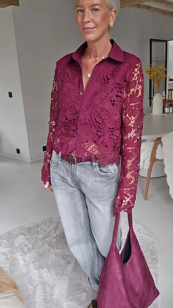 MERIEL lace blouse burgundy