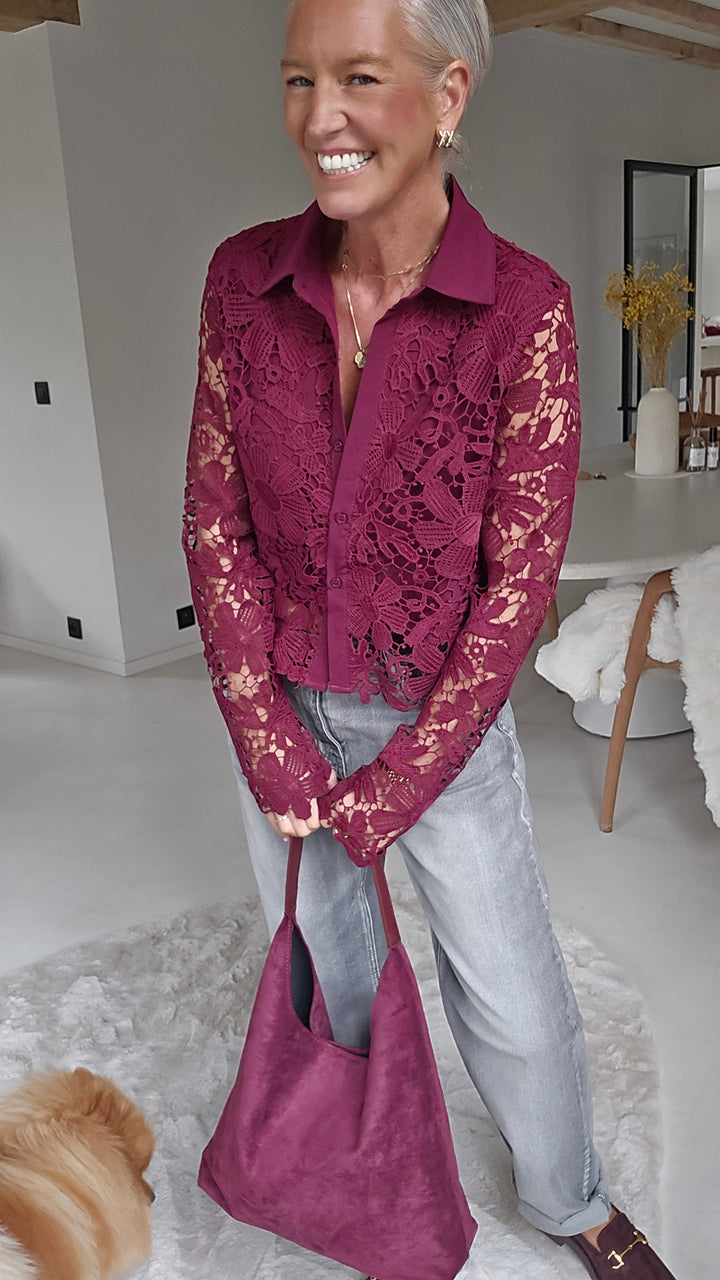 MERIEL lace blouse burgundy