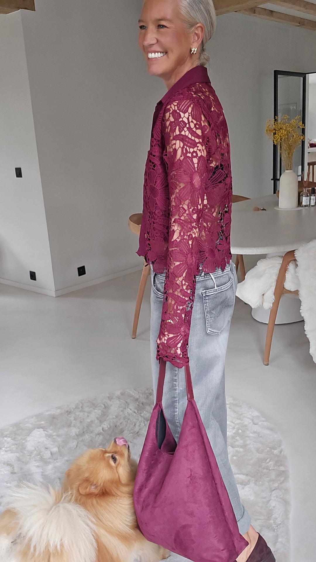 MERIEL lace blouse burgundy