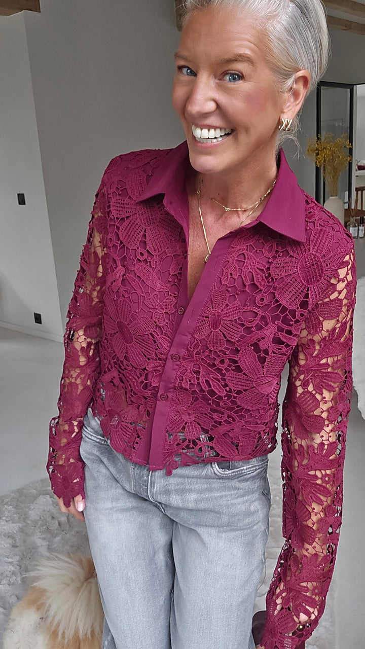 MERIEL lace blouse burgundy