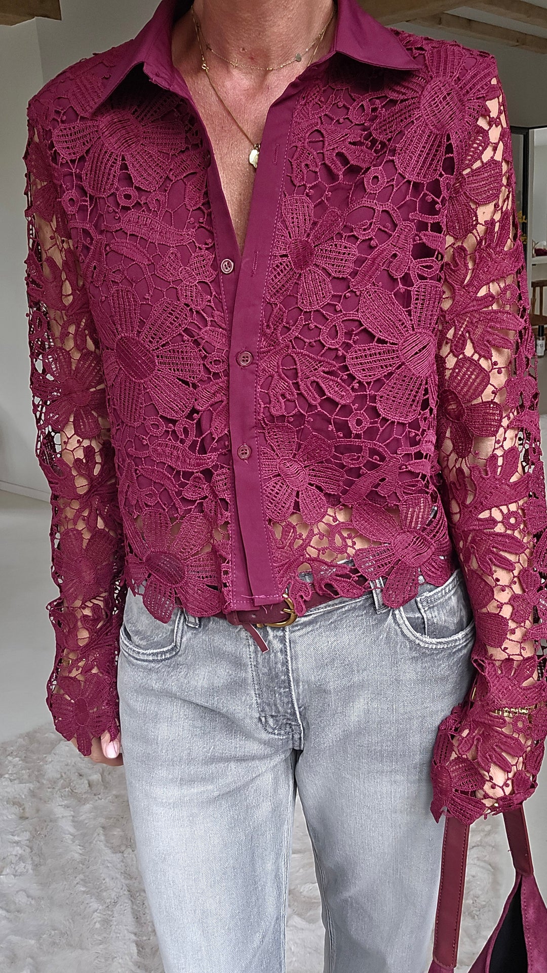 MERIEL lace blouse burgundy