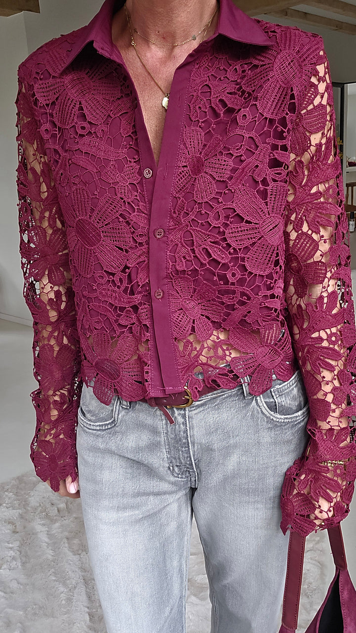 MERIEL lace blouse burgundy