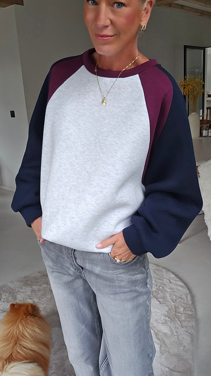 JADE sweatshirt grey navy burgundy