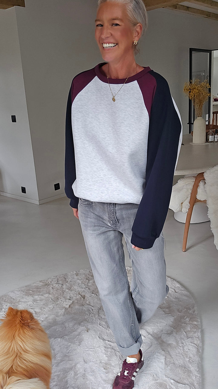 JADE sweatshirt grey navy burgundy
